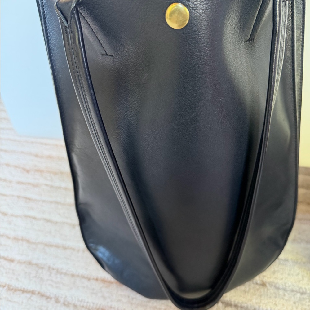 Half moon 
Black Leather Tote Bag